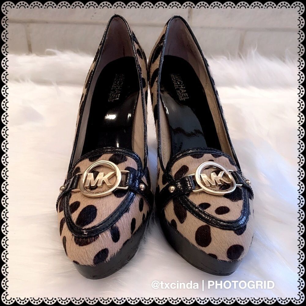 MICHAEL KORS Calf Hair Leopard Print Platform Pumps